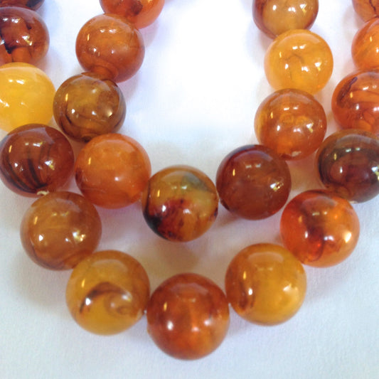 10mm Italian Amber Lucite Beads, 12" strand