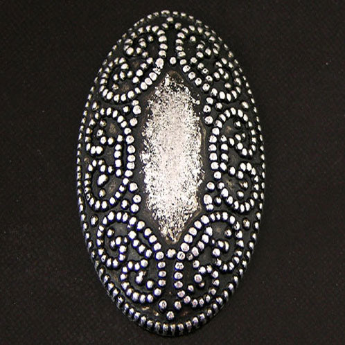 30x20mm(1.2x.80in) Domed Oval Ornate Flat Back, Ant Classic Silver, pk/6