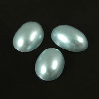 14x10mm Oval Pastel Blue Pearl Acrylic Cabochon, pack of 4
