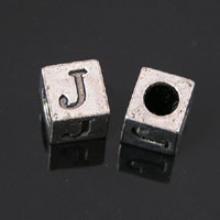 8mm Metal Cast Alphabead J, pack of 12