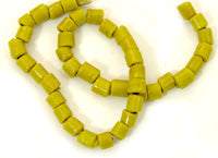 11mm Yellow Gold Barrel Indian Trader Bead, glass, 42 beads per 12 inch strand
