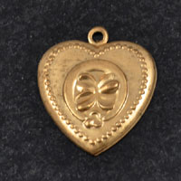 24x28mm Raw Brass Heart Charm, pk/6