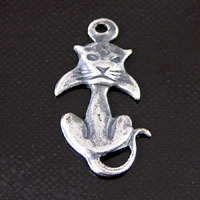 17mm Classic Silver Cat Charm, pack of 6