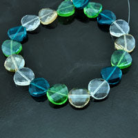 18mm Green Faceted Multi-Color Twist Crystal Beads, strand