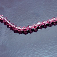 4mm Pink Faceted Bicone Fire-n-Ice Crystal Beads, 16" Strand