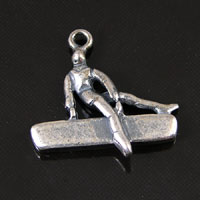 22x23mm Gymnast Charms, Male, Classic Silver, pack of 6