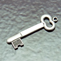 9x25mm Skeleton Key, Vintage Silver, pack of 6