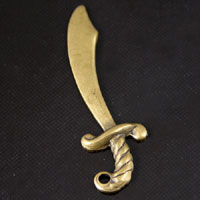 Pirate Sword Charm, Vintage Gold, Pack of 6