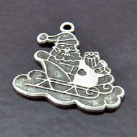 22x20mm Ant. Silver Christmas Sleigh Charm, pk/6