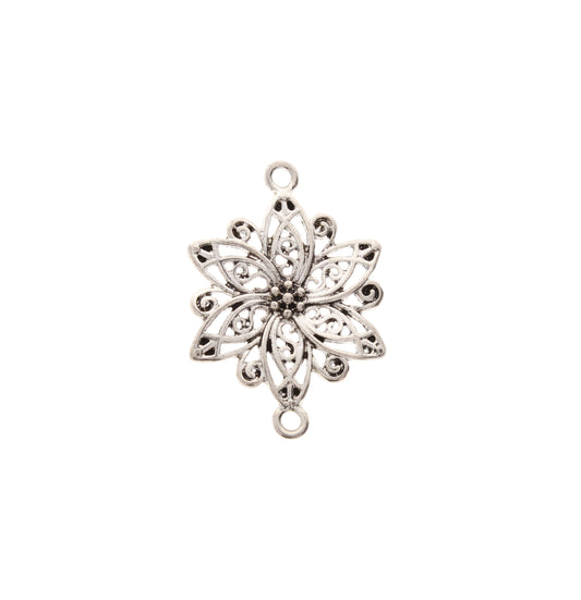 3D Antique Silver, Victorian Filigree Flower, pkg/12, 04904AS