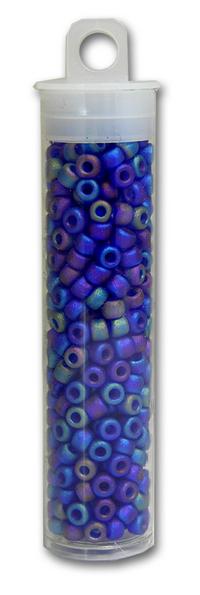 Matsuno 6/0 Seed Beads,  Transparent  Frost /Ab Cobalt, Approximately 16 Grams (Approx. 418 beads)