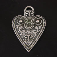 54mm Medieval Tuscan Heart Charm, Antique Silver, pack of 3