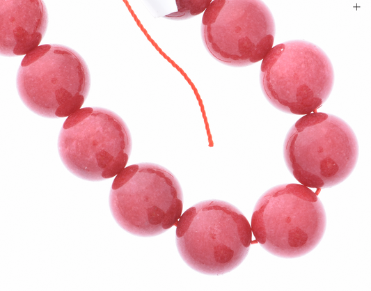 14mm(.55in) Dyed Candy Jade Round Bead, Cinnamon Red, strand