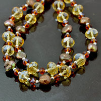 42 inch strand Topaz Crystals, Chocolate Fresh Water Pearls, Silver Necklace, each