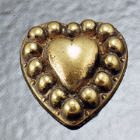 19mm Antique Gold Beaded Heart, FlatBack, pack of 6