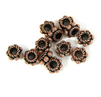 7x4mm Real Copper Rondelle Beads Bali Style Spacers, pk/12