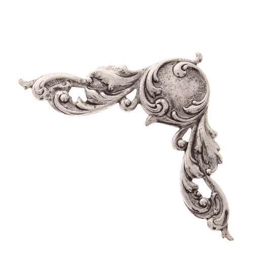 46mm Filigree Corner, Antique Silver, Made in USA, pack of 6
