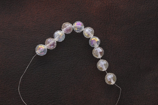 12mm Faceted Round Fire-n-Ice Crystal Beads, 16" Strand  (7257.89)