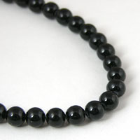 6mm Black Fossil Beads 16in strand