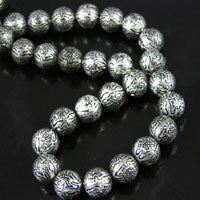 10mm Etched Round, Classic Silver Beads, strand
