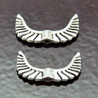 19x10mm Phoenix Angel Wing Beads, Silver, pk/10