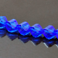 8mm Sapphire Blue Faceted Helix Fire-n-Ice Crystal Beads, 16" Strand