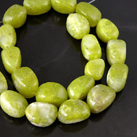 18x12mm Olive Jade Nugget Beads, Semi-Precious 16 inch strand