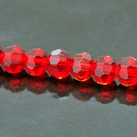 6mm Round Faceted Red Fire-n-Ice Crystal Beads, strand