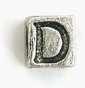 8mm Cast Metal Alphabet Bead, D, pack of 12