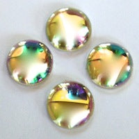 10mm Round Cabochons, Crystal AB, acrylic, 12 pack