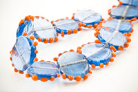 21mm Light Sapphire Butterfly Glass Beads, Sold by Strand