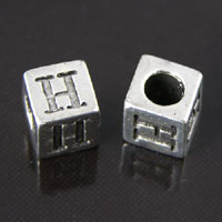 8mm Metal Cast Alphabet Bead H, pack of 12