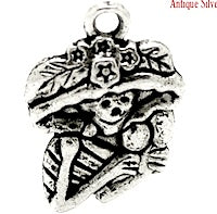 20mm Skeleton with Hat Charms, antique silver, pack of 12