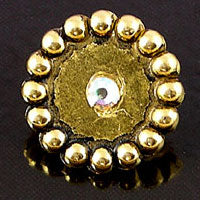 20mm Antiqued Gold Round Beaded Vintage Button, ea