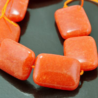 25mm (1 inch) Dyed Jade Rectangle Bead, Tangerine Orange, strand