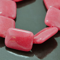 18mm x25mm Dyed Jade Rectangle Bead, Rose Red, strand