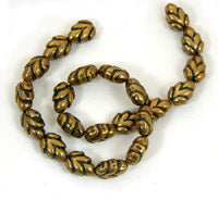 14x7x11mm Wheat Sheaf Antiqued Gold Beads, 12in strand