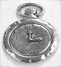 Pocket Watch, Stop Watch Pendant Charm, Classic Silver, 32mm, pack of 3