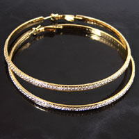 80mm (3.15in) Gold Finished Channel Row Crystal Hoop Earrings pair