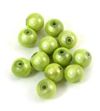 8mm Lime/Gaspeite Acrylic Round Moon Beads, 12in strand