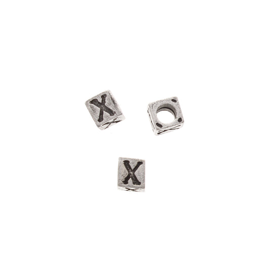8mm Cast Metal Alphabet Bead, X, pack of 12 08830/X