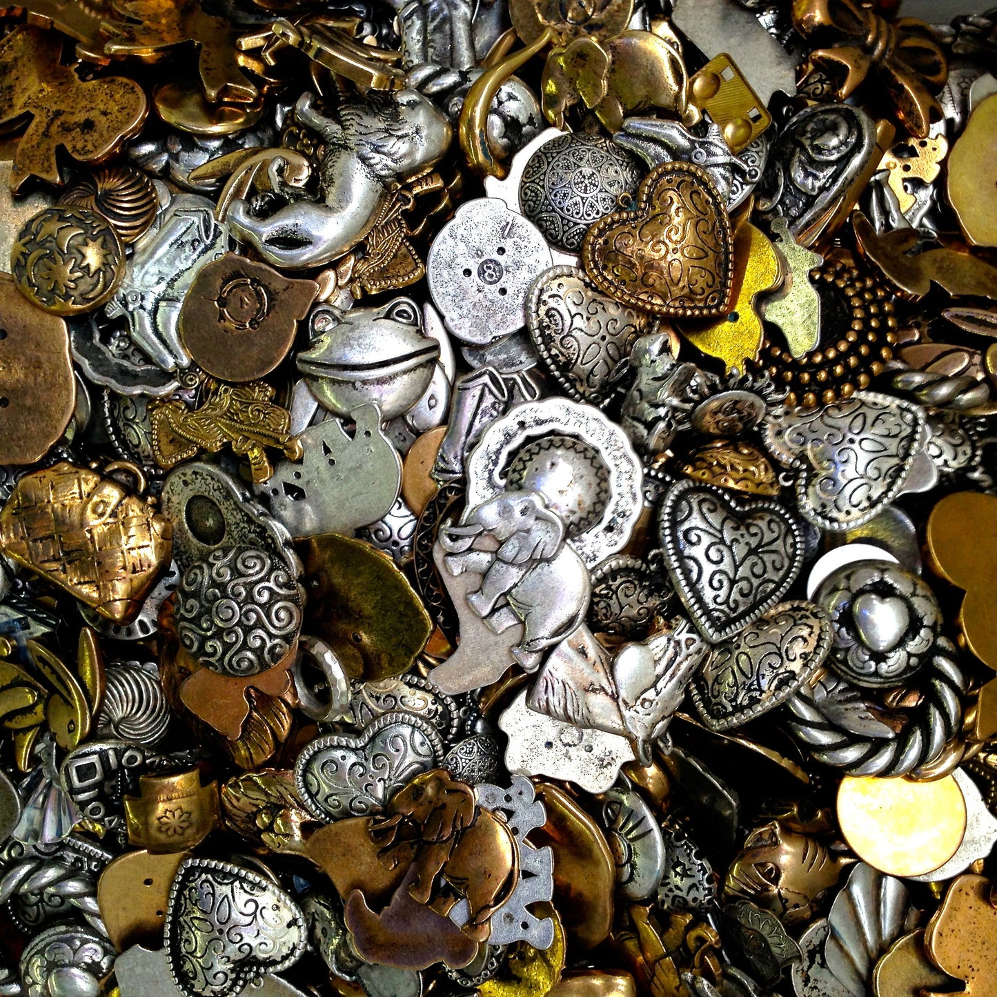 Scoop Stuff Grab Bag: Vintage German Plated Charms & Components Mix, 1/2 pound