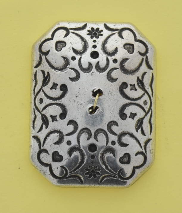 40x31mm Baroque Rectangle, Antiqued Silver Flat Back ea