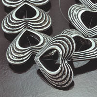 Vintage Classic Silver Art Deco Heart Beads(center-drilled), strand