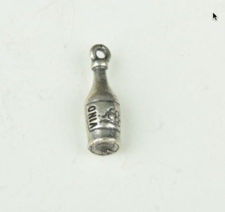 Classic Silver Wine Bottle Charm, 6ea