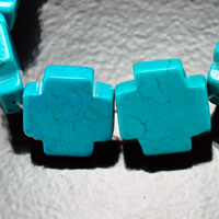 21mm Turquoise Cross Beads Pendants, 20 per strand