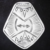40mm Etched Metal BOHO Shield, Silver tone, pack of 3