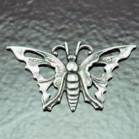 35x22mm Butterfly Metal Stamping, Vintage Classic Silver, pk/6
