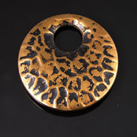 40mm Hammered Giraffe Print Pendant, Antique Gold, each