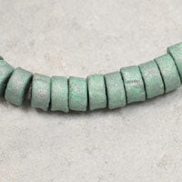 6x3mm Teal Green Clay Tube Beads, 7in strand